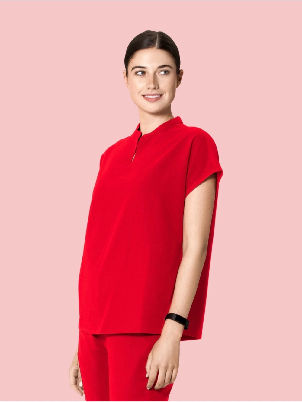 NWOT Mandala Dolman Poppy Red Scrub Top Size Medium